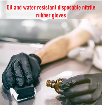 (image for) Oil and water resistant disposable nitrile rubber gloves