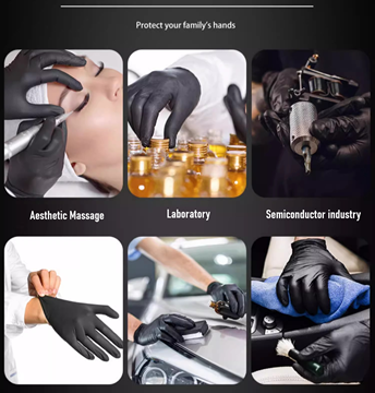 (image for) Oil and water resistant disposable nitrile rubber gloves